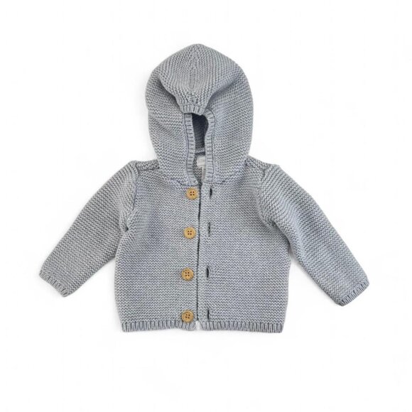 Carters Little Planet Knit Baby Hoodie Button Sweater Gray Organic Cotton 9m - Picture 3 of 6